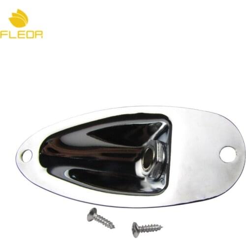 FLEOR 10pcs Chrome 6.35mm 1/4" Jack Input Output Electric Guitar Jack Plate Socket Boat-Style Guitar Parts