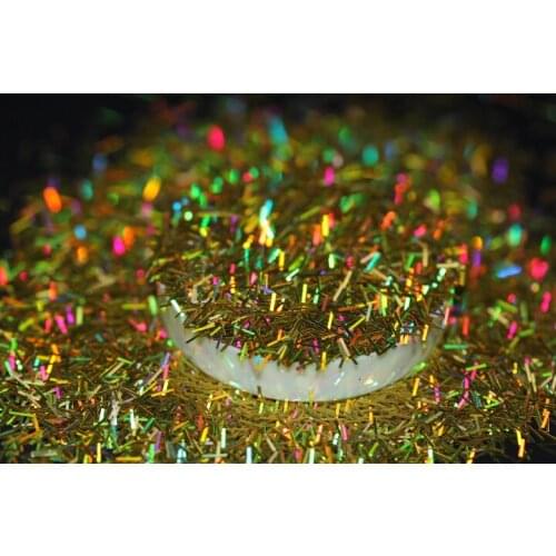 Holographic Laser Gold Tinsel Bar Shape Glitter for Home Decor Nail Art Resin Cabochon DIY Making Glitter