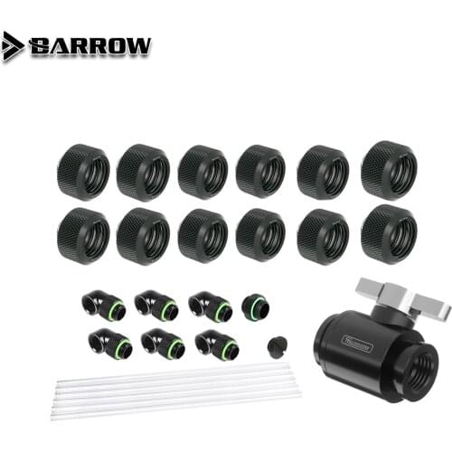 Barrow Hard Tube Fittings Kit Case Water cooling system loop Kit G1/4"For Acrylic Rigid Tubing