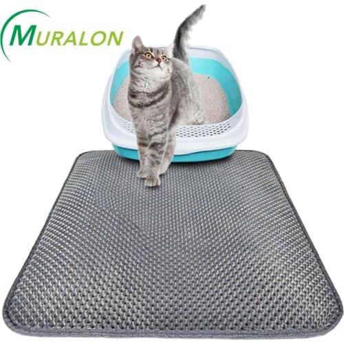 Pet Cat Litter Mat Waterproof EVA Double Layer Cat Litter Trapping Pet Litter Box Mat Clean Pad Products For Cats Accessories