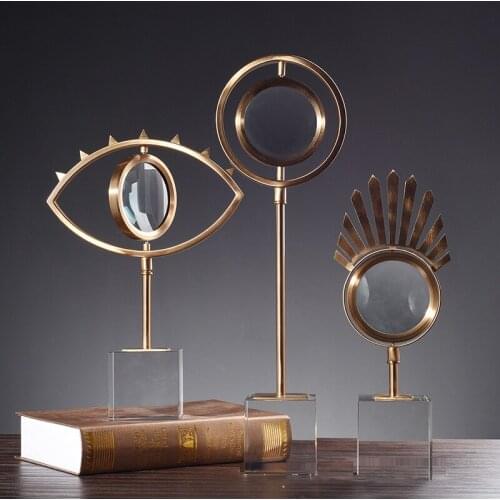 European style stainless steel alloy creative magnifying glass handicrafts Villa home model house soft decorations