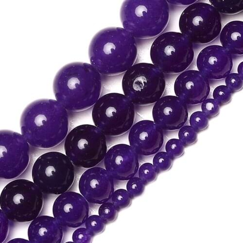Round beads Purple Chalcedony Natural Jades Stone Beads for Beads Accessories Jewelry DIY Bracelet 4/6/8/10/12mm Spacer beads