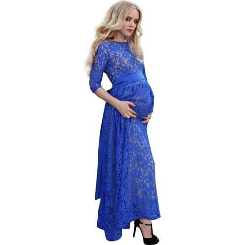 Lace Maternity Dresses One Word Lead Pregnancy Dress Photography Pregnant Women Clothes European Long Dresses For Photo Shoots