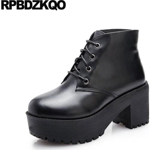 Elevator Lace Up Genuine Leather Autumn Harajuku Platform Brand Women Winter Boots Ankle Fur Black Booties Chunky Fall Short New