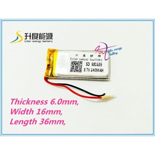 Best battery brand 3.7V tablet battery Battery 601636 061636 240mah MP3 MP4 MP5