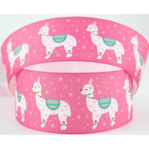 Cute Hot pink printed cartoon sheep grosgrain ribbon 38mm DIY Alpaca print bows wedding decorative ribbons 10 yards