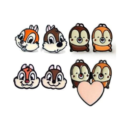 Disney Chip Dale Fashion Anime Action Figures Cartoon Products Child Accessories Stud Earrings Children Birthday Gift