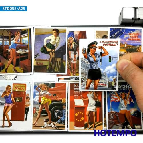 25pcs Retro Sexy Beauty Show Girls Posters Lady Picture Style Stickers for Mobile Phone Laptop Luggage Skateboard Decal Stickers