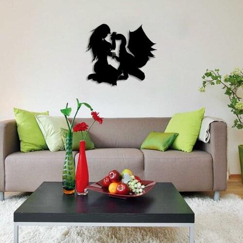 Woman Who Loves Each Dragon Close To Him Wall Home Accessory Wooden Table 50x43cm