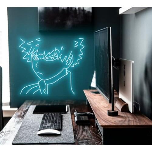 Custom Bakugo Todoroki Neon Sign Light Anime LED Wall Hanging Acrylic Decor Indoor for Home Room Bedroom Party Birthday Gift