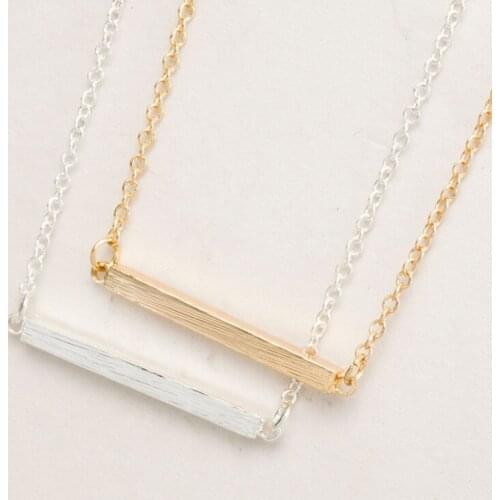 Wholesale 10pc Simple Designed Fashion Long Bar Pendant Silver Gold Rose Gold Necklaces Women Free Shipping