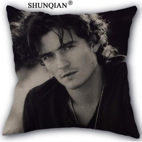 Orlando bloom Pillowcase Custom Cotton Linen Square Decorative Pillow Cases Cover Zippered 45x45cm one side