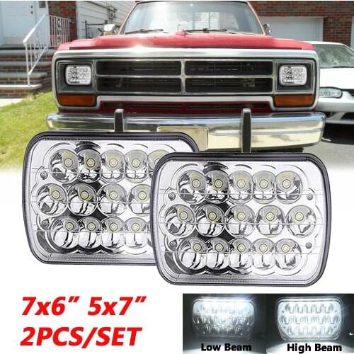 Pair 7x6 5x7 LED headlights Hi-Lo For Nissan Pickup Jeep Wrangler YJ GMC Savana 3500 Safari Toyota Mitsubishi Mighty Max Dodge