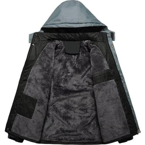 Plus Velvet Thicken Jackets Mens Outdoors Waterproof Windbreaker Hooded Thick Warm Parkas Men Winter Mountaineering Overcoats