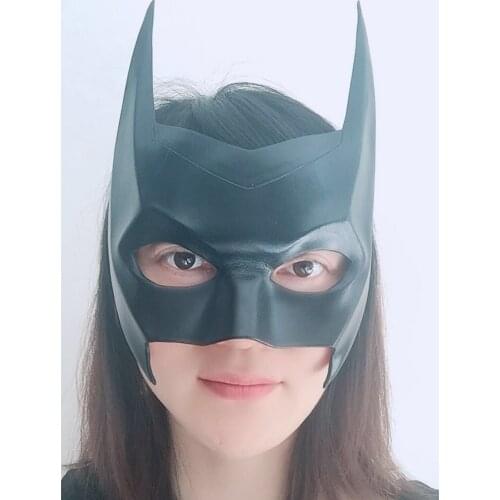 Bat Design Half Face Mask Handmade Cowhide Genuine Leather Halloween Night Dance Ball Party Adult Masquerade Cosplay Game Masks