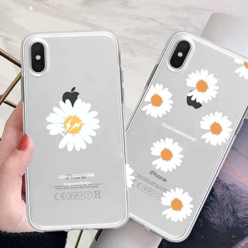 JAMULAR Transparent Fashion Daisy Phone Case For iPhone 7 XS MAX X 11 Pro XR SE 2020 8 6s Plus Flower Soft TPU Back Cover Fundas