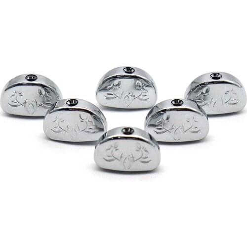 6pcs Guitar Tuners Machine Head Buttons Metal Carved Flowers Semicircle button for Electric Guitar