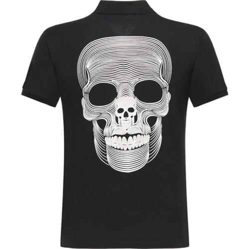 Quality High Cotton Polo Shirt Men Fashion Tops Sportswear Plein Short Sleeve Skull Street Punk Style 3D Printing Men Wear