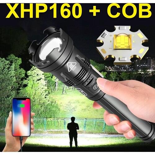 Most Powerful Tactical LED Flashlight XHP160 Rechargeable USB Torch Lantern XHP100 XHP90 For camping hunting fishing flashlights