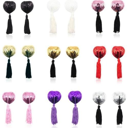 Sexy 1 Pair Chest Pasties Stickers Women Lingerie Sequin Tassel Breast Bra Nipple Covers