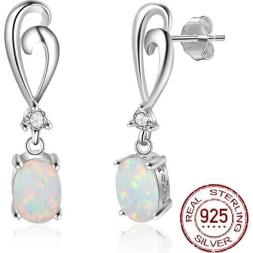 S925 sterling silver earrings simple style opal earrings