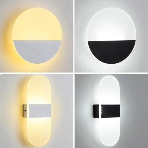 Nordic Light Luxury Minimalist Geometric Oval Wall Lamp Acrylic Iron Art Bedroom Study Living Room Light