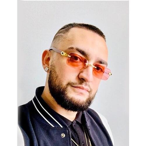 Fashion Sunglasses Mens Small Frameless Original Wooden Leg Catapult Sunglasses Mens Fashion Glasses Optical Frame Sunglasses