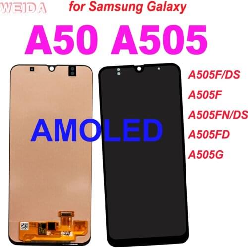 Super AMOLED For Samsung Galaxy A50 LCD Display A505 SM-A505FN/DS A505F/DS Touch Screen Digitizer Assembly Replacement Parts