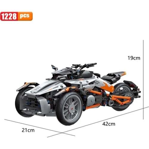 The Three Wheel Motorcycle Building Blocks High-tech Super Speed Sports Racing Autobike 3D Model Bricks Toys For Children Gifts