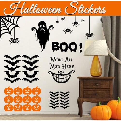 Halloween Decoration Wall Stickers Bat Ghost Spider Wall Stickers Halloween Party Decor for Doors Wall Ceiling