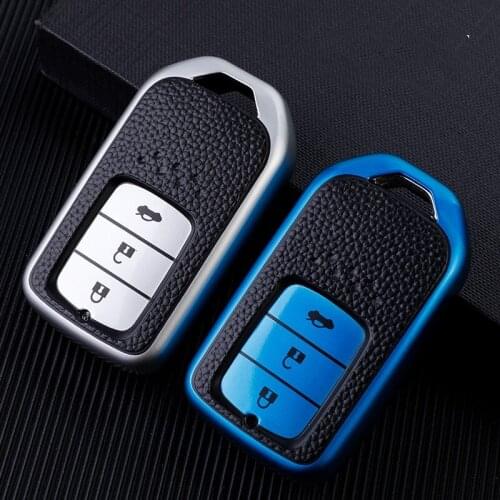 Carbon Fiber TPU Smart Car Key for Honda for Fit City Jazz XRV Venzel HRV Car Remote Control Key Chains Key Cover holder
