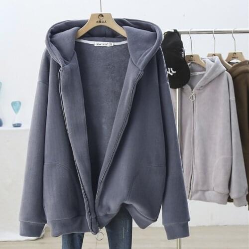 Nowsaa Women Hoodie Thick Sweatshirt Warm Coat Hoodie Jacket Korean Tracksuit Autumn Winter Harajuku E-girl Men Vintage Hoodies