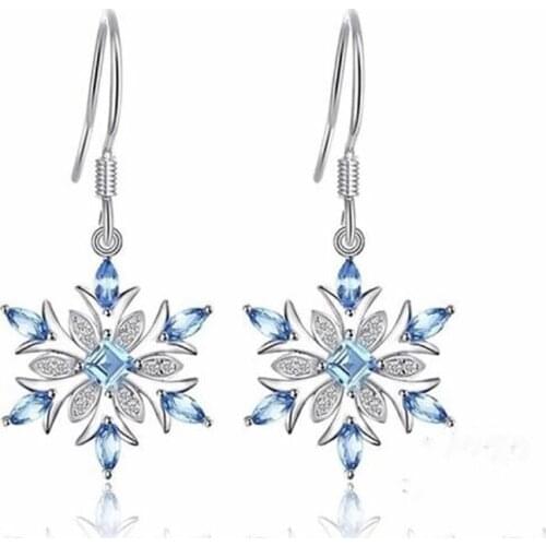 ZHOUYANG Drop Earrings For Women Elegant Delicate Snowflake Light Blue Clear CZ Silver Color Party GiftS Fashion Jewelry KBE231