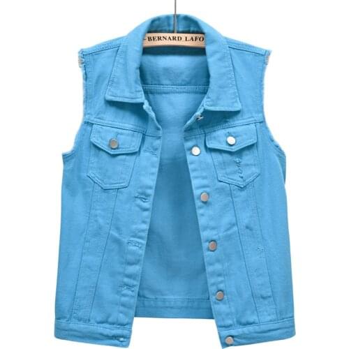 Blue Denim Vest Women Sleeveless Jacket Loose Plus Size 5XL Casual Fashion Jeans Vests Short Coat Female Korean Denim Jackets