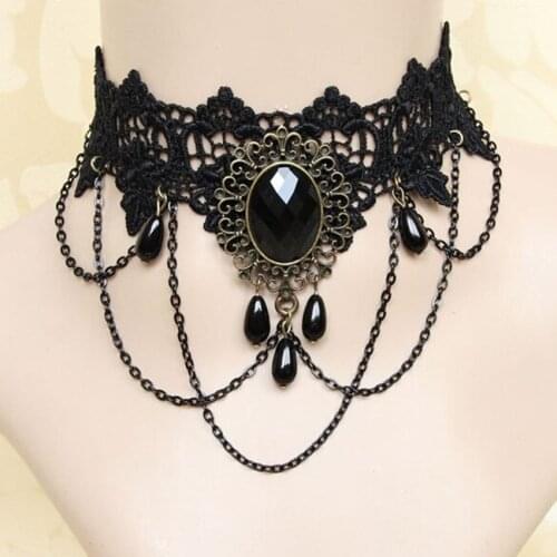 2017 Vintage Gothic Black Lace Choker Necklace for Women Flower Chocker Statement Necklace collar Bijoux Femme Collier Collares