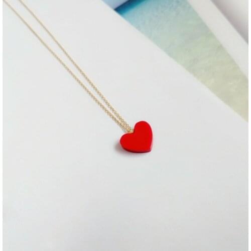 SLJELY Fashion Real 925 Sterling Silver Red Love Heart Pendant Necklace Women Lover Fashion Party Jewelry Valentines Day Gift