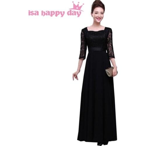 Faironly long black formal gown dress party lace sleeve modest evening elegant the bride gowns dresses with sleeves H2727