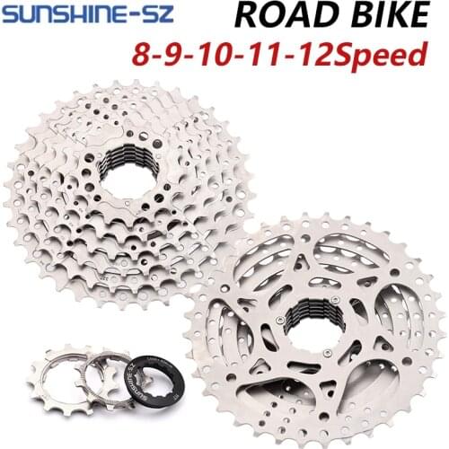 SUNSHINE Road Bike Sprocket 8 9 10 11 12 Speed Velocidade 11-23T/25T/28T/30T/32T/34T/36T Bicycle Cassette Freewheel for SHIMANO