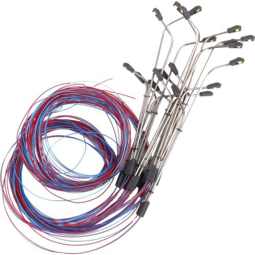 10 Pieces 5.5-9cm Street Lights Lamp Model Train Railway Railroad Scenery Layout 2-Head Lamppost 1:150 Scale Miniature Accessory