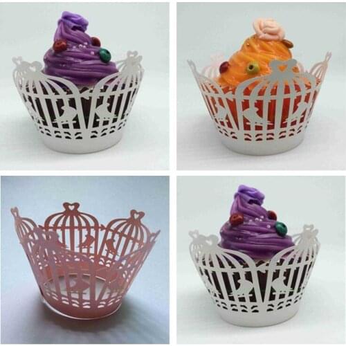 100PCS/LOT Birdcage Cupcake Cup/ Party Cake Wrappers/ Baby Shower Decoration 10 Color Available