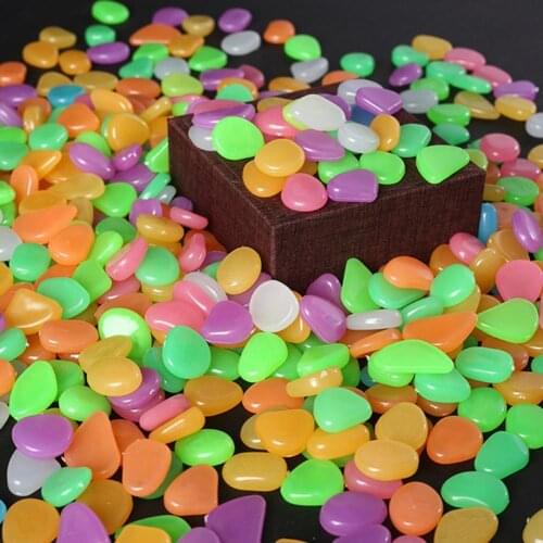 100Pcs Luminous Pebbles Resin Fluorescent Stone Warm Light Glow Stones Garden Walkways Path Decoration for Fish Tank Aquarium