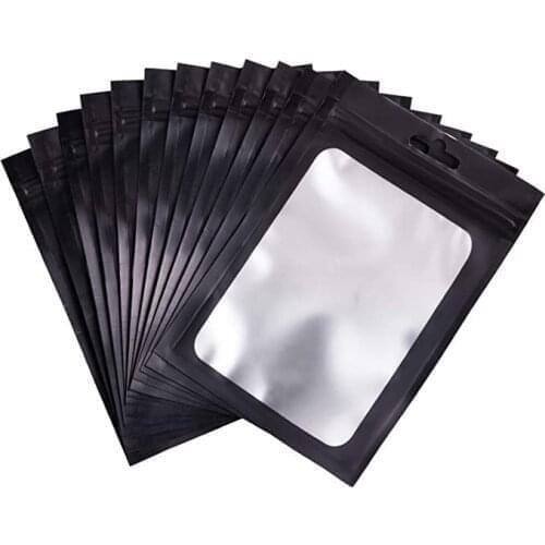 100 pieces Matte Black Aluminum Foil Zip Lock Packaging Bag Resealable Grip Ziplock Mylar Pouch Small Sachets Food Sample Bags