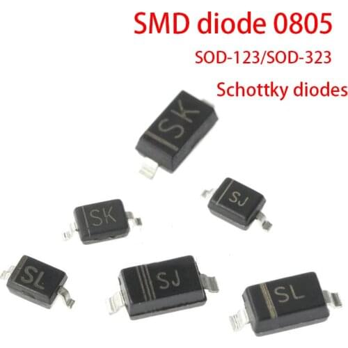 100pcs SMD diode 0805 SOD-123 1N5819 1N4007 1N4148 SOD123 SOD-323 1206 1N4148WS 1N5819WS B5819WS SOD323 Schottky diodes