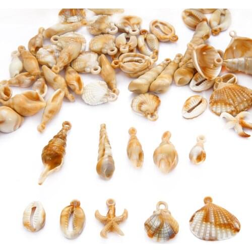 12-51Pcs/lot Acrylic Shell Color 10-38mm Conch Starfish Shaped Charms Pendant Beads For Jewelry Making Bracelet Necklace Earring