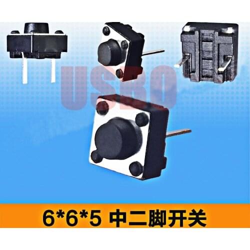 2 Legs Feather Touch Tactile Push Button Switch Tact Switch Black Hight Quality In Stock 6*6*5mm