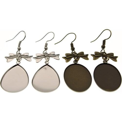 5 pairs 13x18mm 18x25mm Oval Water Drop Blank Cabochons Setting Earring Base Cabochon Cameo Settings Fit For Dangle Earring