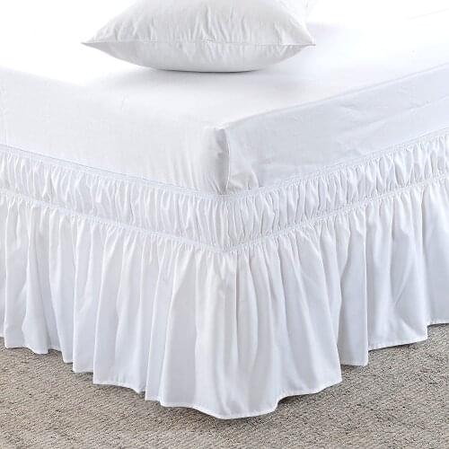 Hot Sale Hotel Enjoy White Skirts, Easy to Install Wrap Around Dust Ruffled,Fade Resistant Silky Luxrious Fabric,38cm High