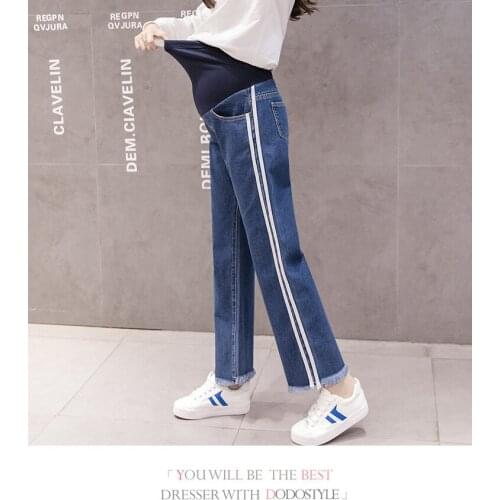 Pregnant Women Maternity Pants Loose Wide-Leg CEC Straight Jeans 2020 New Style Korean-style Versatile
