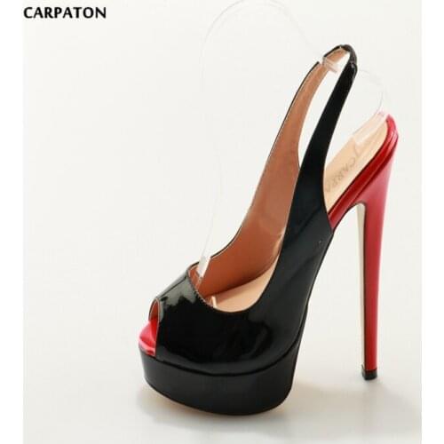 Carpaton 2018 Women Double color model Ankle Buckle Strap Sexy Style Spring/Autumn Thin high heels shoes Round Toe Party must