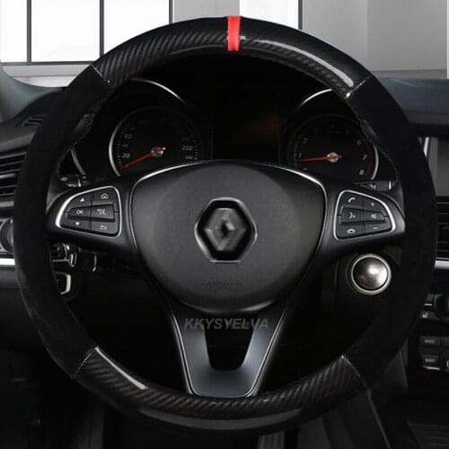 Leather Steering Wheel Cover for Renault Clio Megane Alaskan Talisman Kadjar Kaptur Koleos Scenic Symbol Sandero Duster Fluence
